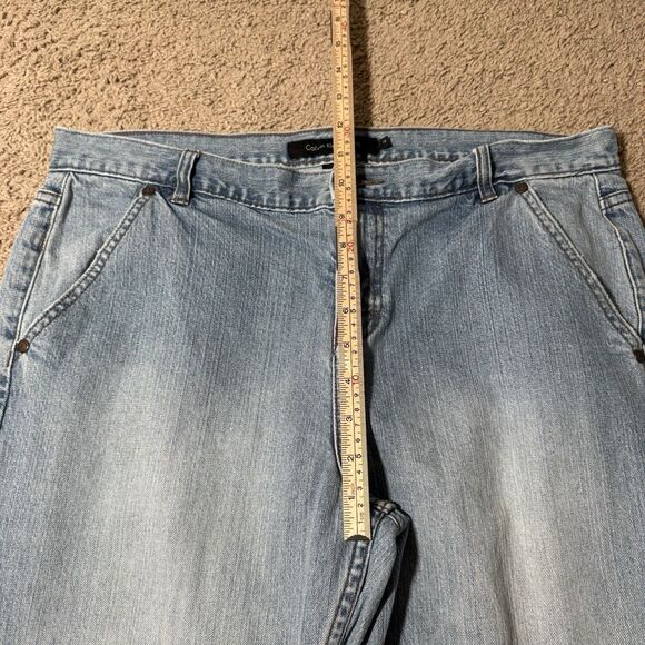 Calvin Klein Women's Light Wash Capri Wide Jeans High Rise Stretch Denim Y2K 14 - Picture 10 of 11